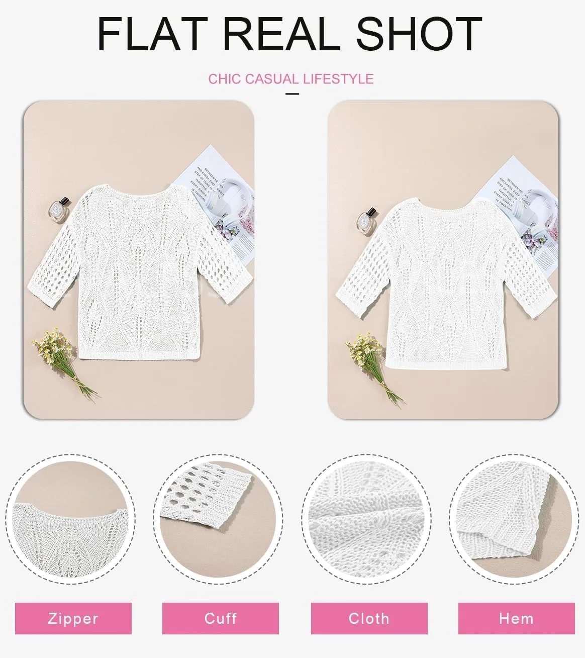 EVALESS Womens Crochet Hollow Out Knit Tops Half Sleeve Spring Summer Sweaters Beach Cover Ups for Women Trendy 2025