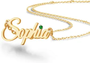 EVER2000 Custom Name Necklace, 18K Gold Plated Nameplate Personalized Jewelry Gift for Women