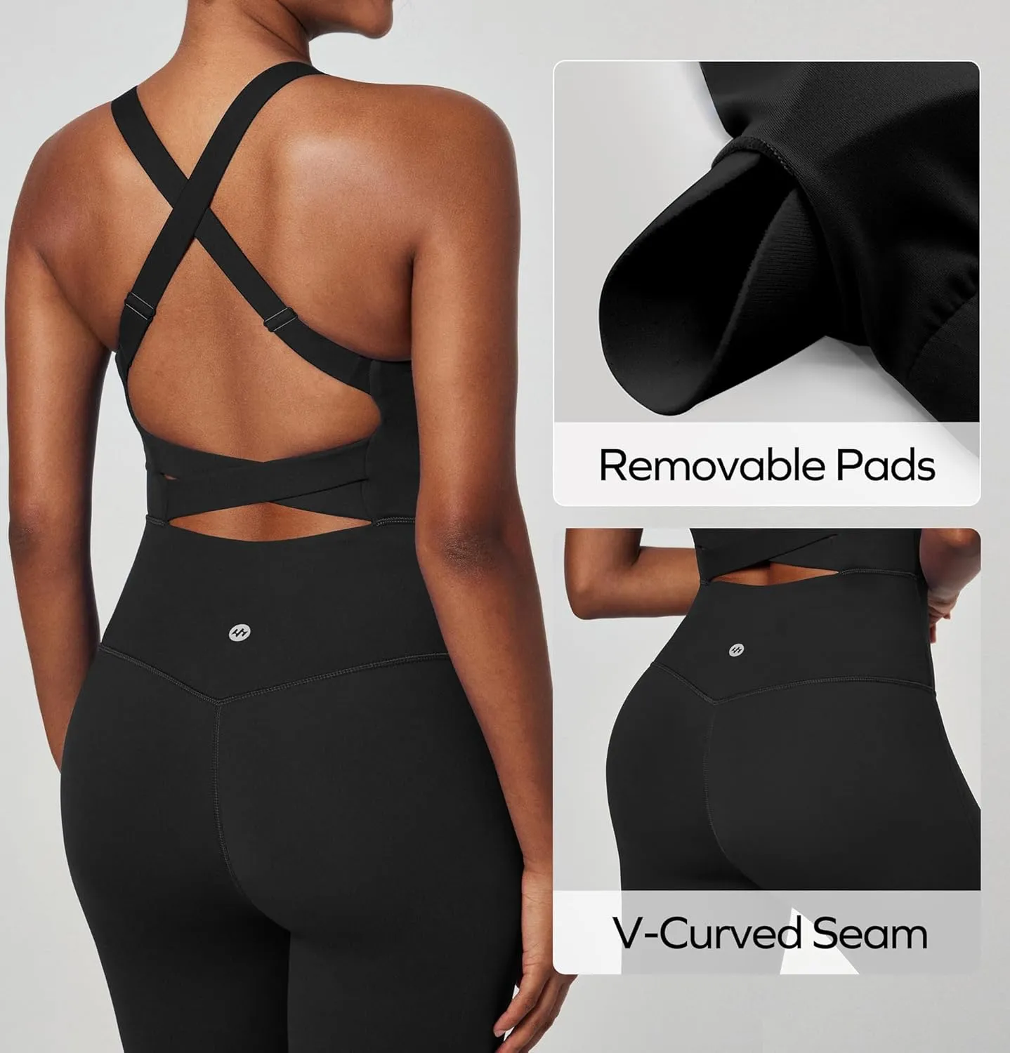 Ewedoos Workout Jumpsuits for Women Tummy Control Adjustable Straps One Piece Workout Bodysuit Yoga Pilates Outfits