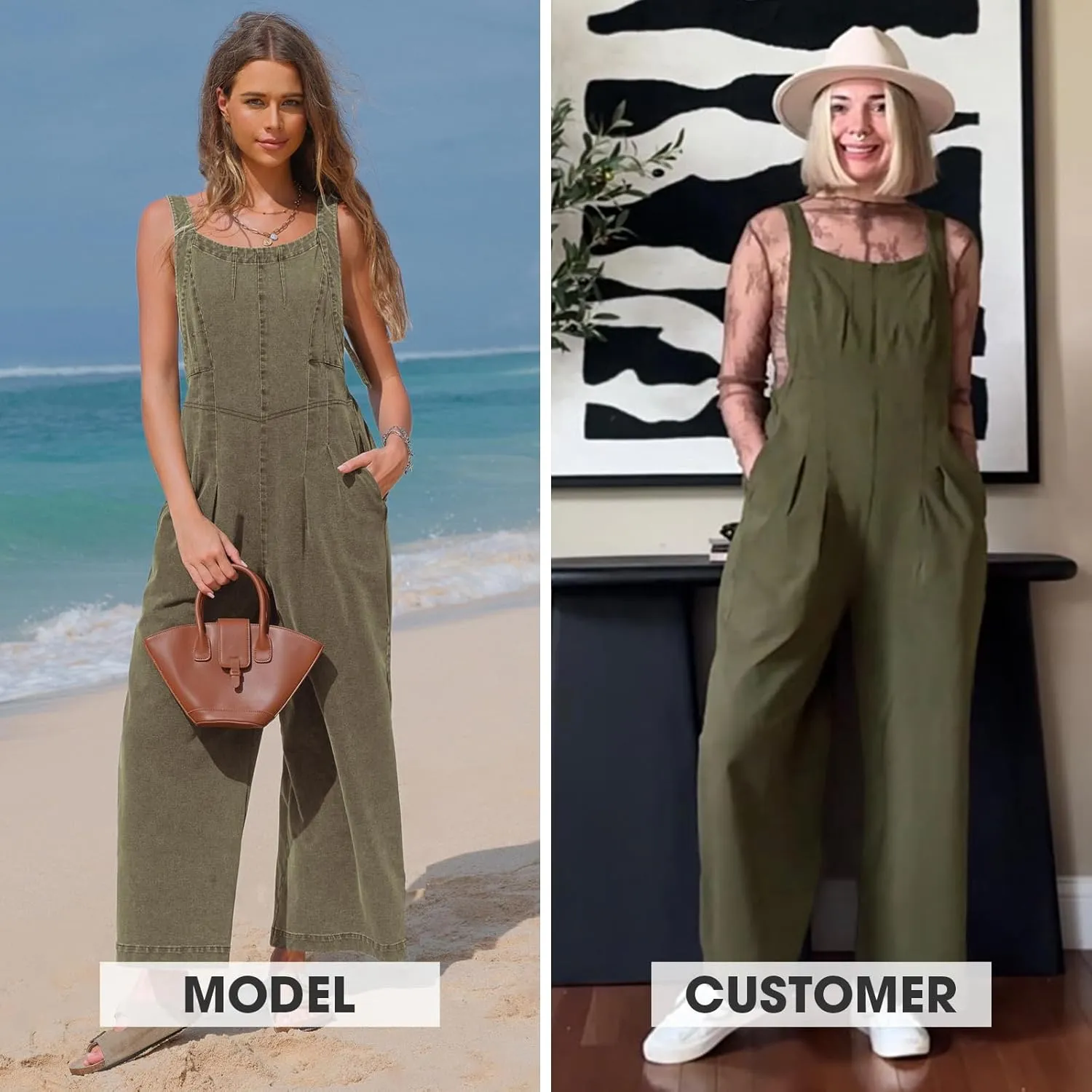 EXLURA Women Summer Overalls Denim Loose Fit Wide Leg Bib Jumpsuits Casual Adjustable Baggy Jeans Romper with Pockets 2025