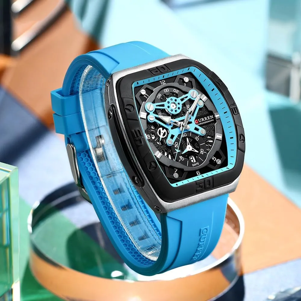 FANMIS Mens Multifunctional Chronograph Fashion Business Dress Quartz Analog Watch Silicone Band Sports WristwatchElegant Watch Gifts for Men