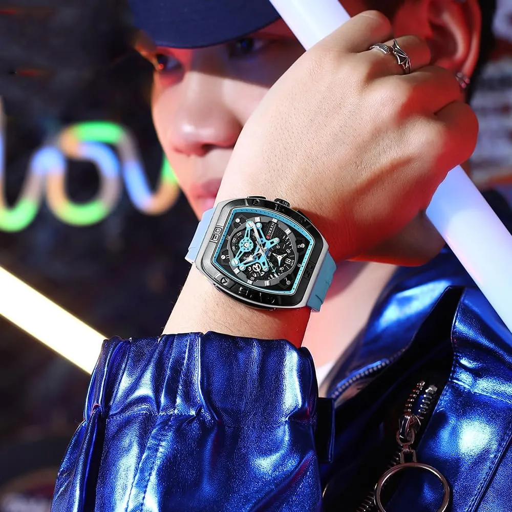 FANMIS Mens Multifunctional Chronograph Fashion Business Dress Quartz Analog Watch Silicone Band Sports WristwatchElegant Watch Gifts for Men