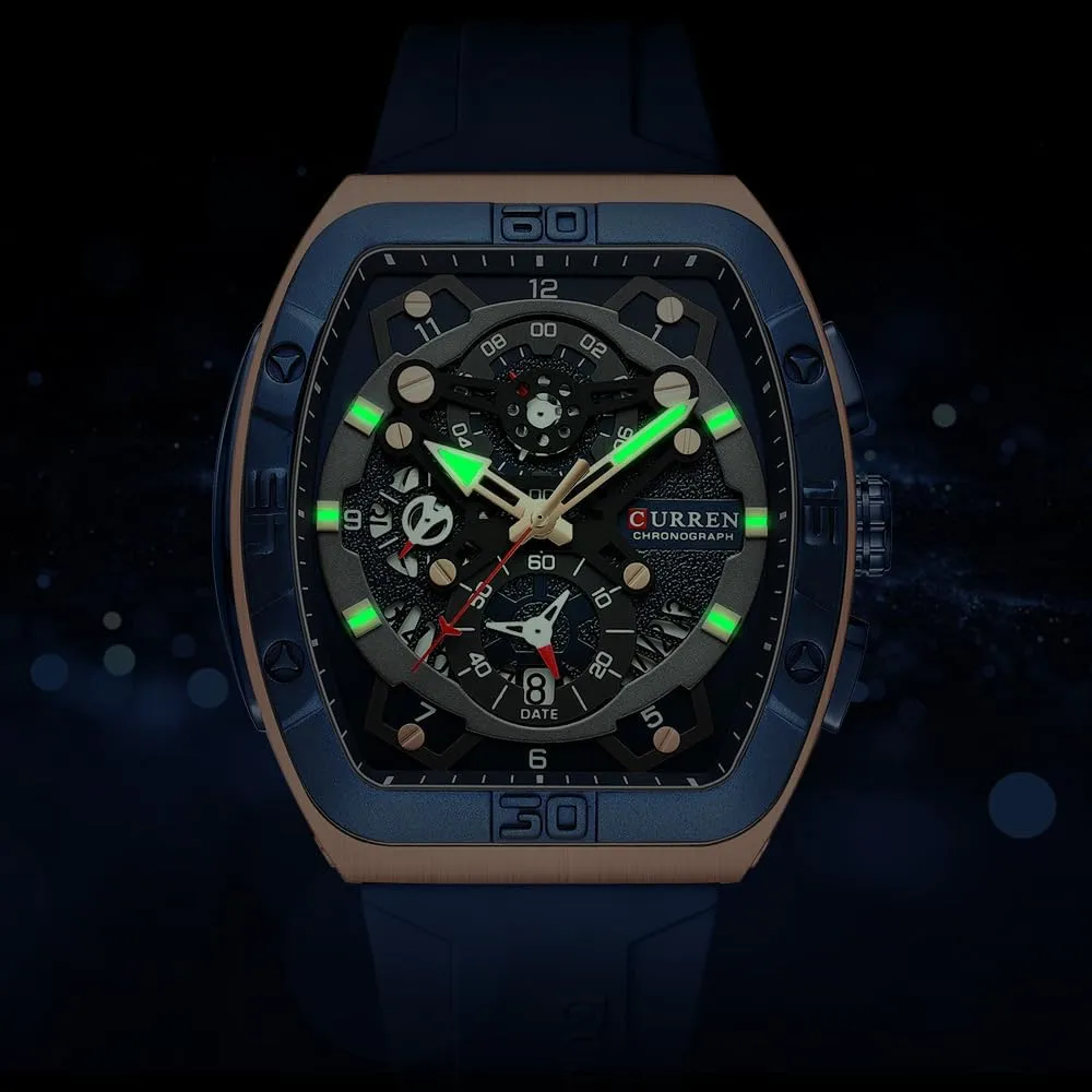 FANMIS Mens Multifunctional Chronograph Fashion Business Dress Quartz Analog Watch Silicone Band Sports WristwatchElegant Watch Gifts for Men