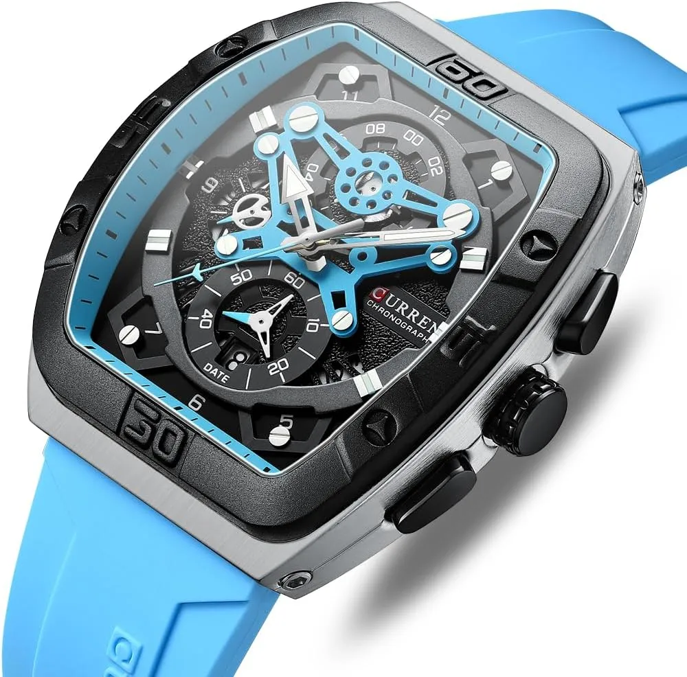 FANMIS Mens Multifunctional Chronograph Fashion Business Dress Quartz Analog Watch Silicone Band Sports WristwatchElegant Watch Gifts for Men