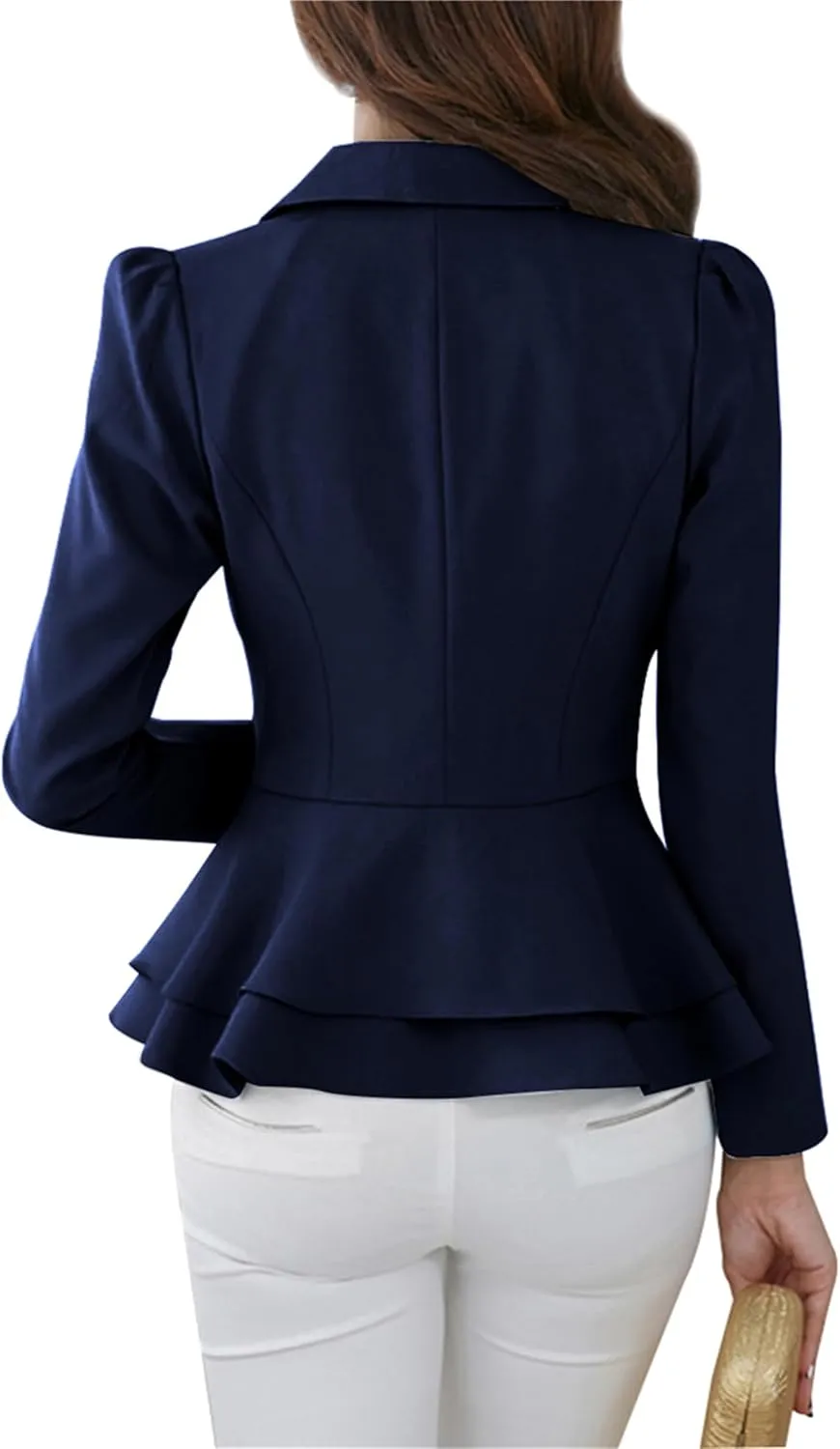 Fashion Button Down Blazer for Women Lightweight Lapel Front Open Blazer Casual Business Slim Fit Blazer