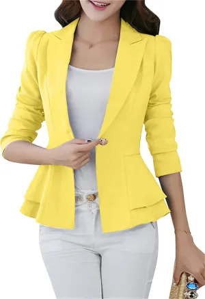 Fashion Button Down Blazer for Women Lightweight Lapel Front Open Blazer Casual Business Slim Fit Blazer