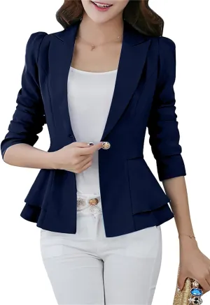 Fashion Button Down Blazer for Women Lightweight Lapel Front Open Blazer Casual Business Slim Fit Blazer