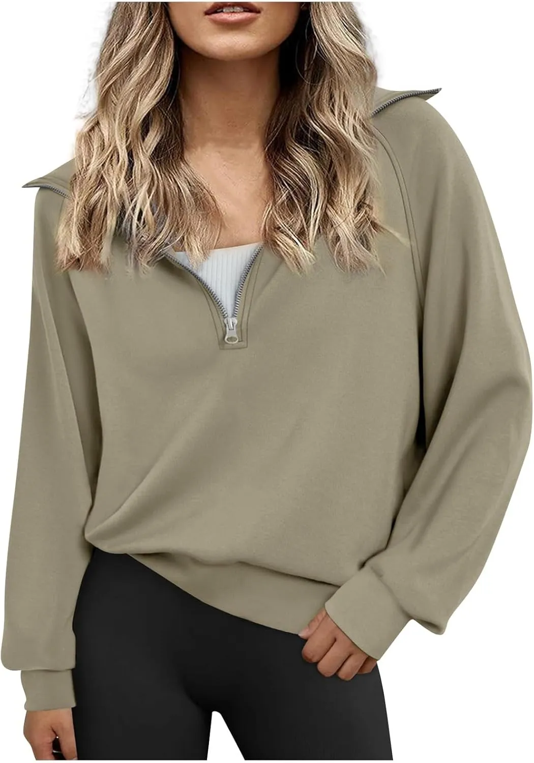 Fleece Half Zip Pullover Women Oversized Quarter Zip Sweatshirt Casual Long Sleeve Fall Sweatshirts Y2k Preppy Clothes