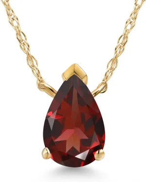 Gem Stone King 10K Yellow Gold 7X5MM Pear Shape Gemstone Birthstone Teardrop Pendant Necklace for Women | Gold Necklace For Women | With 18 Inch Rope Gold Chain | Fine Jewelry Gifts for Her Mom Wife