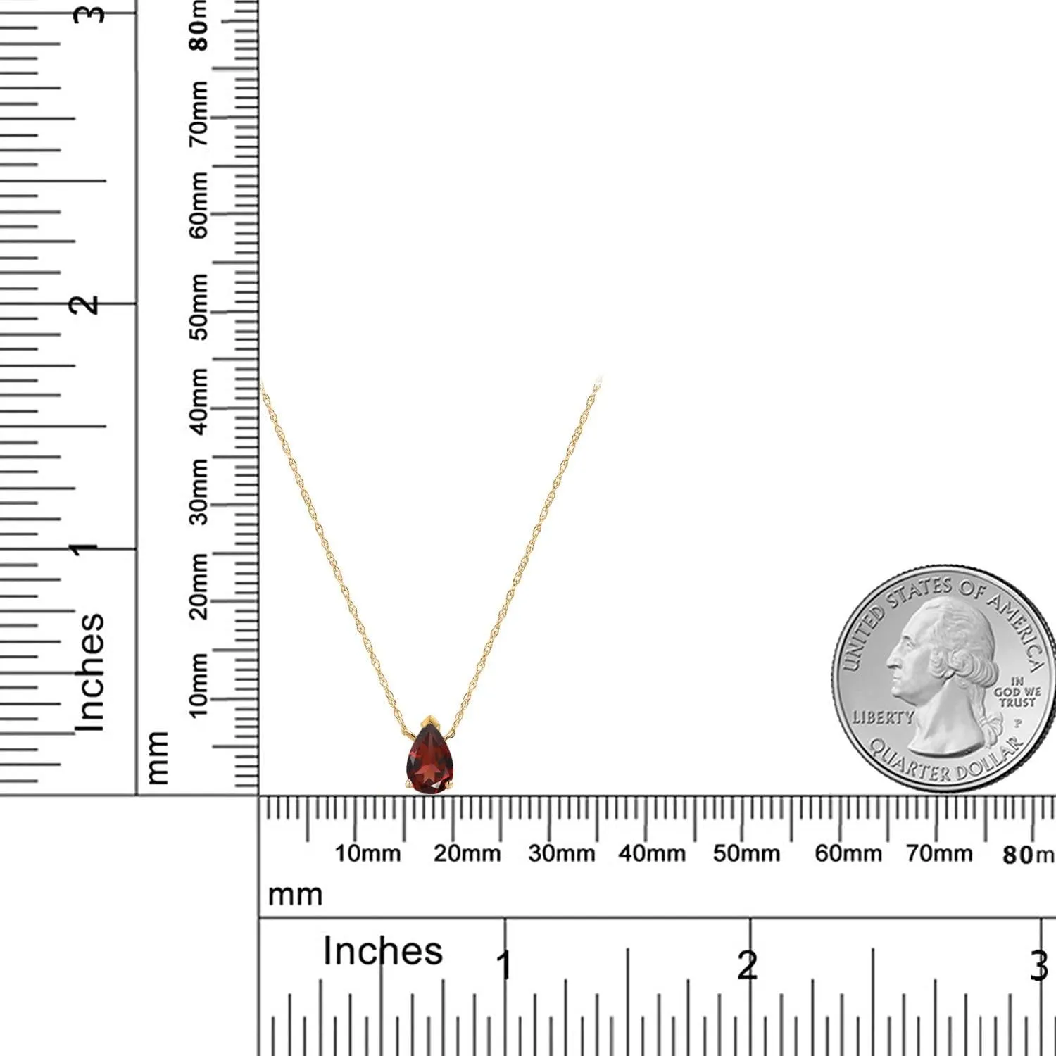 Gem Stone King 10K Yellow Gold 7X5MM Pear Shape Gemstone Birthstone Teardrop Pendant Necklace for Women | Gold Necklace For Women | With 18 Inch Rope Gold Chain | Fine Jewelry Gifts for Her Mom Wife