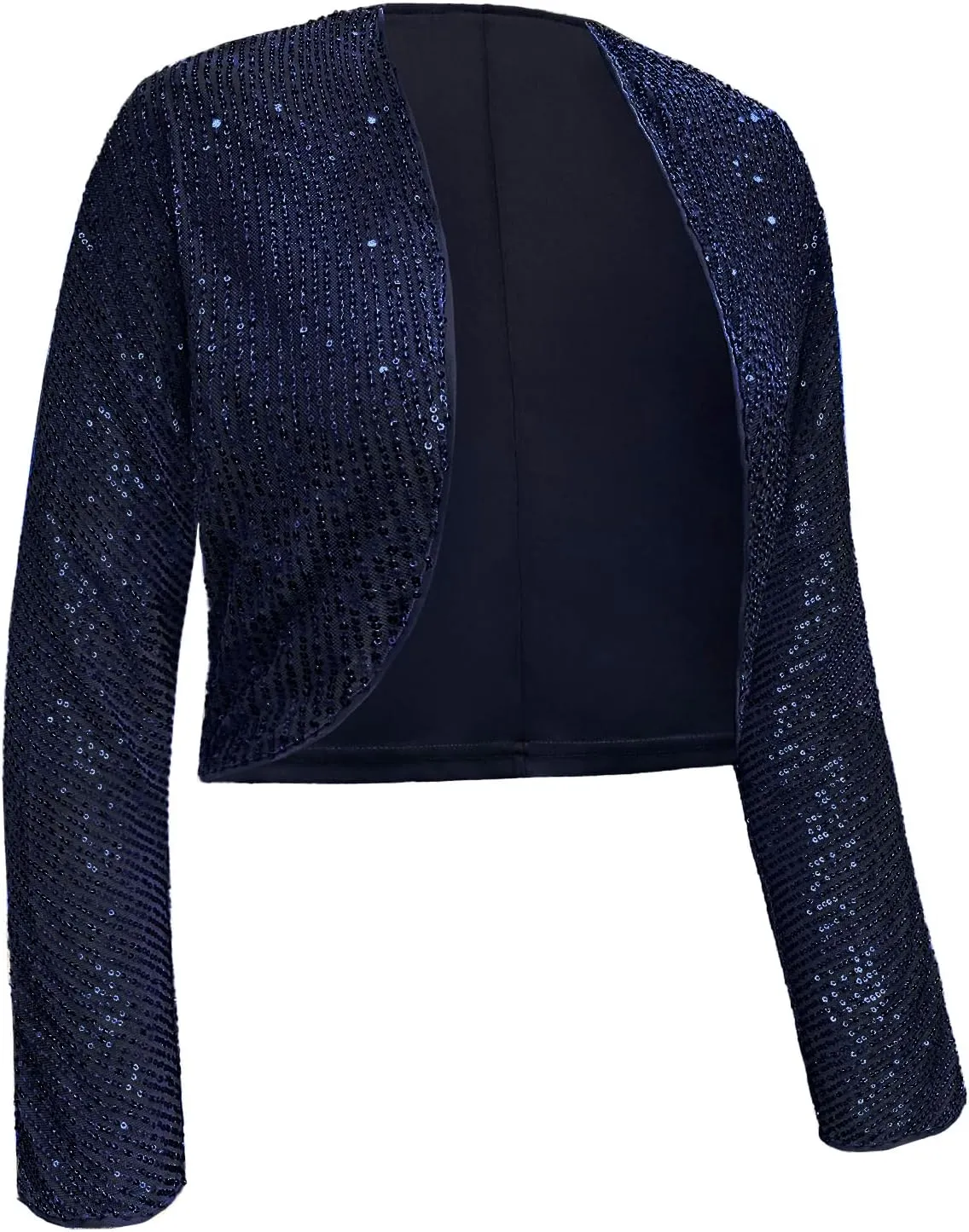 Genhoo Womens Sequin Bolero Shrug Long Sleeve Cropped Sparkly Cardigan Open Front Sequins Jackets for Dresses