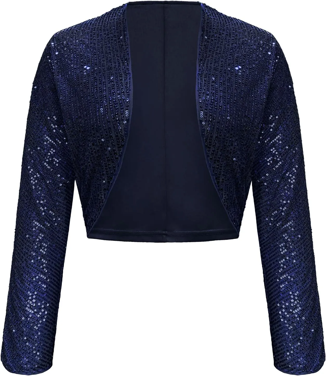 Genhoo Womens Sequin Bolero Shrug Long Sleeve Cropped Sparkly Cardigan Open Front Sequins Jackets for Dresses