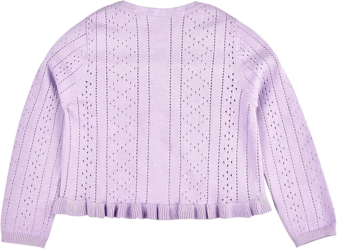 Girls' Long Sleeve Button Closure Knitted Bolero Cardigan Kids Shrug Sweaters Cropped Jacket Cover Up Tops