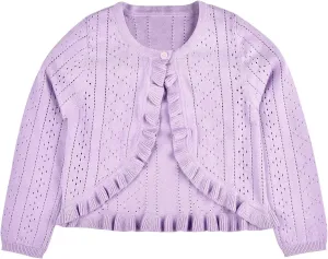 Girls' Long Sleeve Button Closure Knitted Bolero Cardigan Kids Shrug Sweaters Cropped Jacket Cover Up Tops