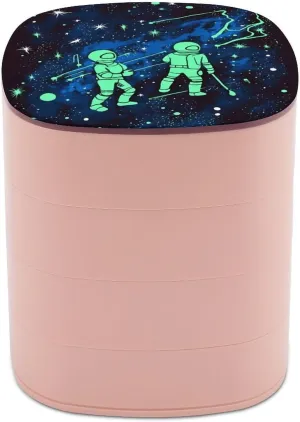 Glow In The Dark Rotating Jewelry Box Round Jewelry Organizer 4 Tier Personalized Jewelry Box for Female Family And Friends