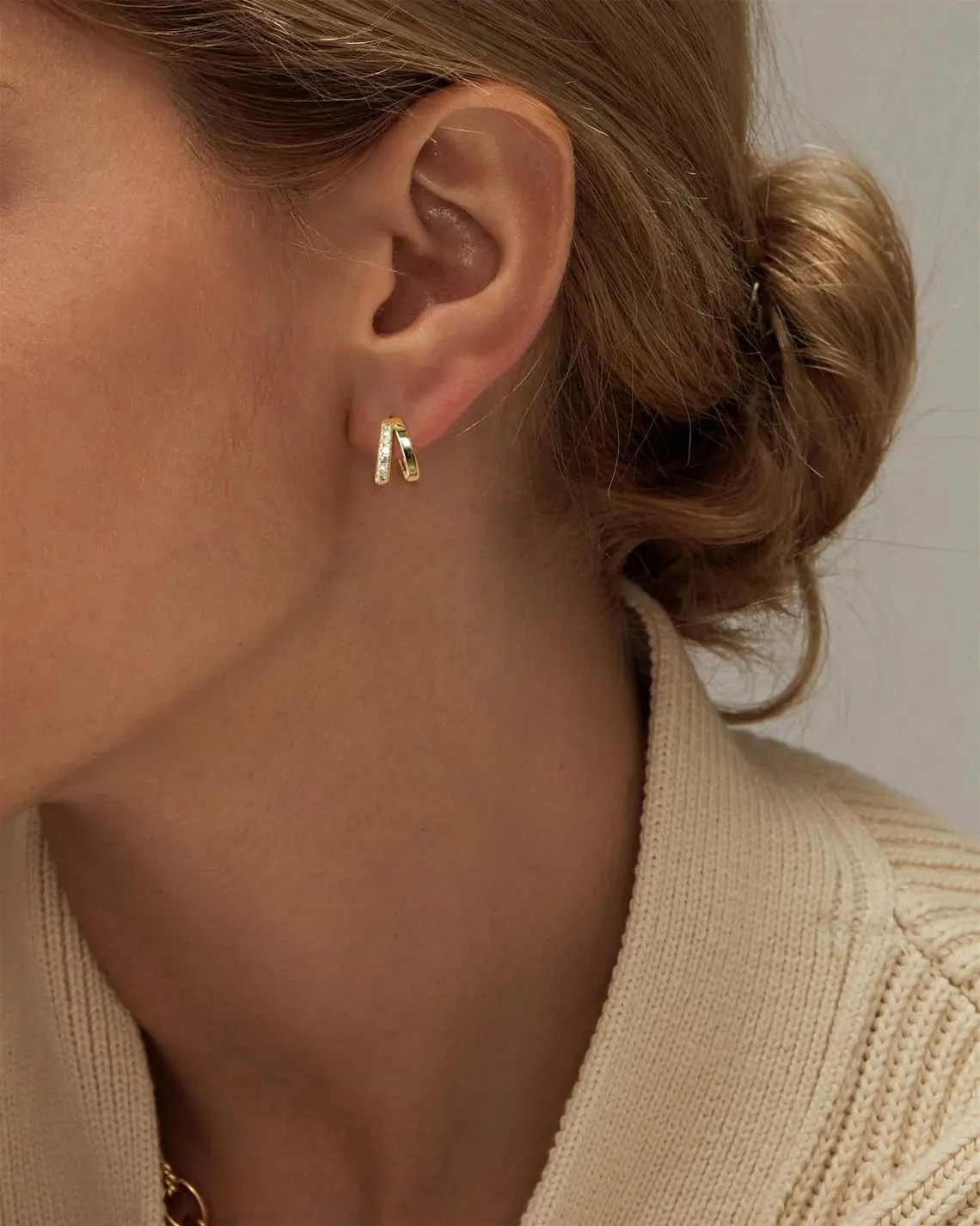 Gold Earrings for Women 14K Gold/Silver Plated Dainty Hoop Earrings Stud Cubic Zirconia Earrings Lightweight High Polished Show Your Charm Minimalist Jewelry Trendy Gift for Her