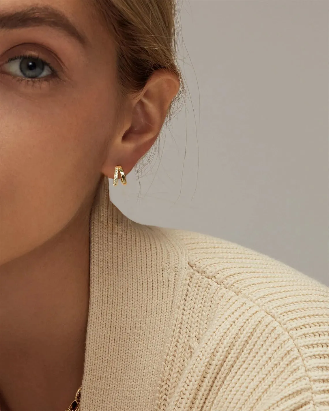 Gold Earrings for Women 14K Gold/Silver Plated Dainty Hoop Earrings Stud Cubic Zirconia Earrings Lightweight High Polished Show Your Charm Minimalist Jewelry Trendy Gift for Her