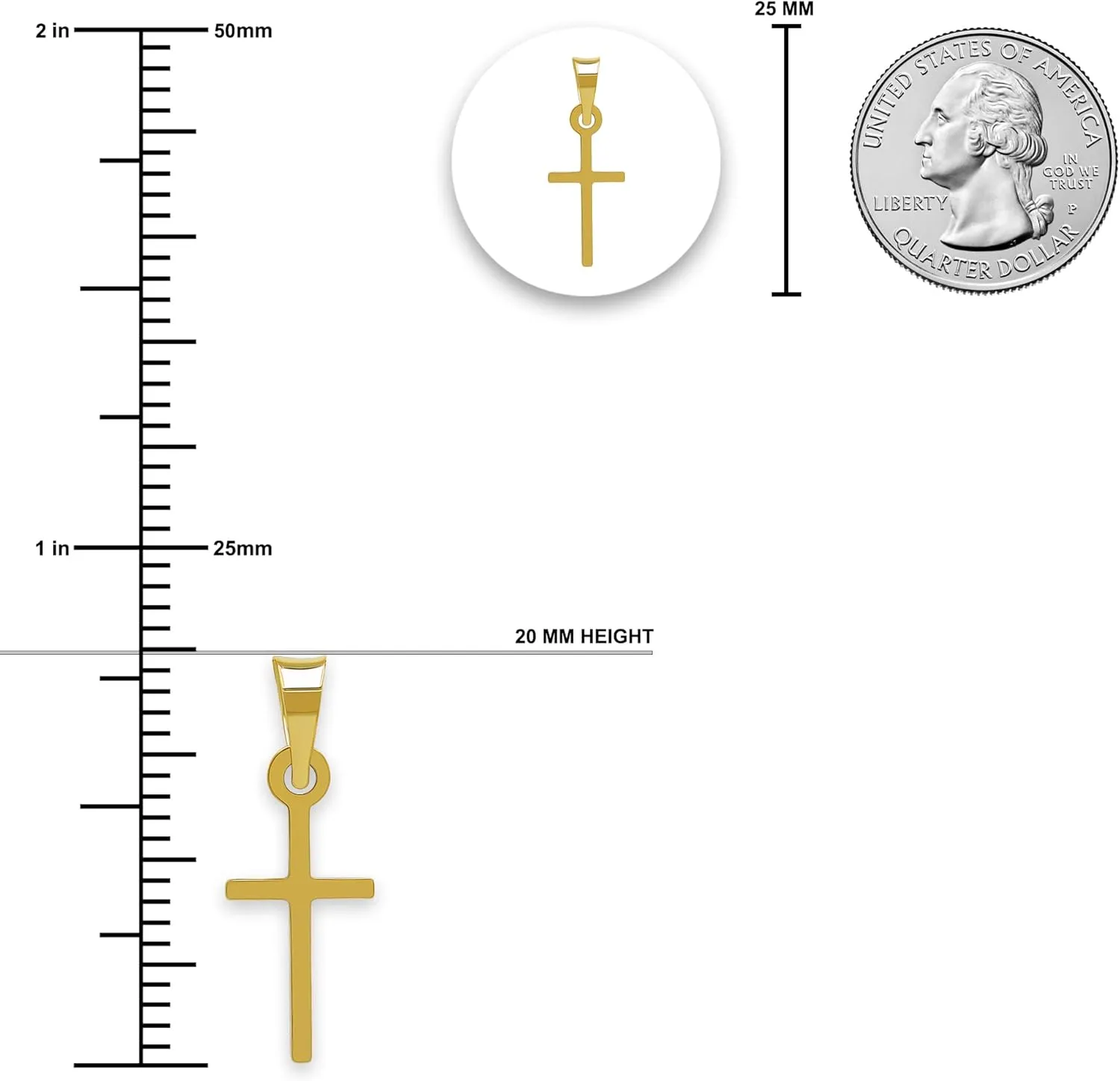 Gold Mini Cross Charm Pendant - 10/14 Karat Gold - Religious Cross Necklace