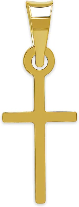 Gold Mini Cross Charm Pendant - 10/14 Karat Gold - Religious Cross Necklace