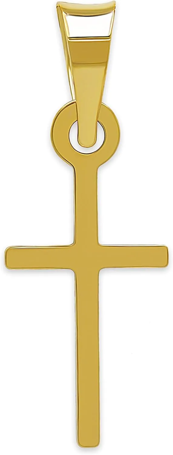 Gold Mini Cross Charm Pendant - 10/14 Karat Gold - Religious Cross Necklace