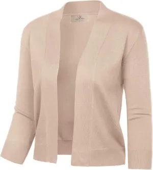 GRACE KARIN Women's 3/4 Sleeve Cardigan Knit Sweaters Cropped Open Front Shrug Bolero