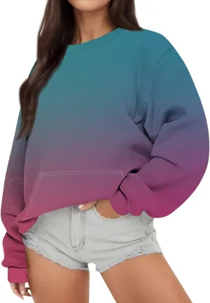 Graphic Sweatshirts for Women Oversized Crewneck Sweatshirt Lightweight Cute Hoodies Fall Sweatshirts for Women