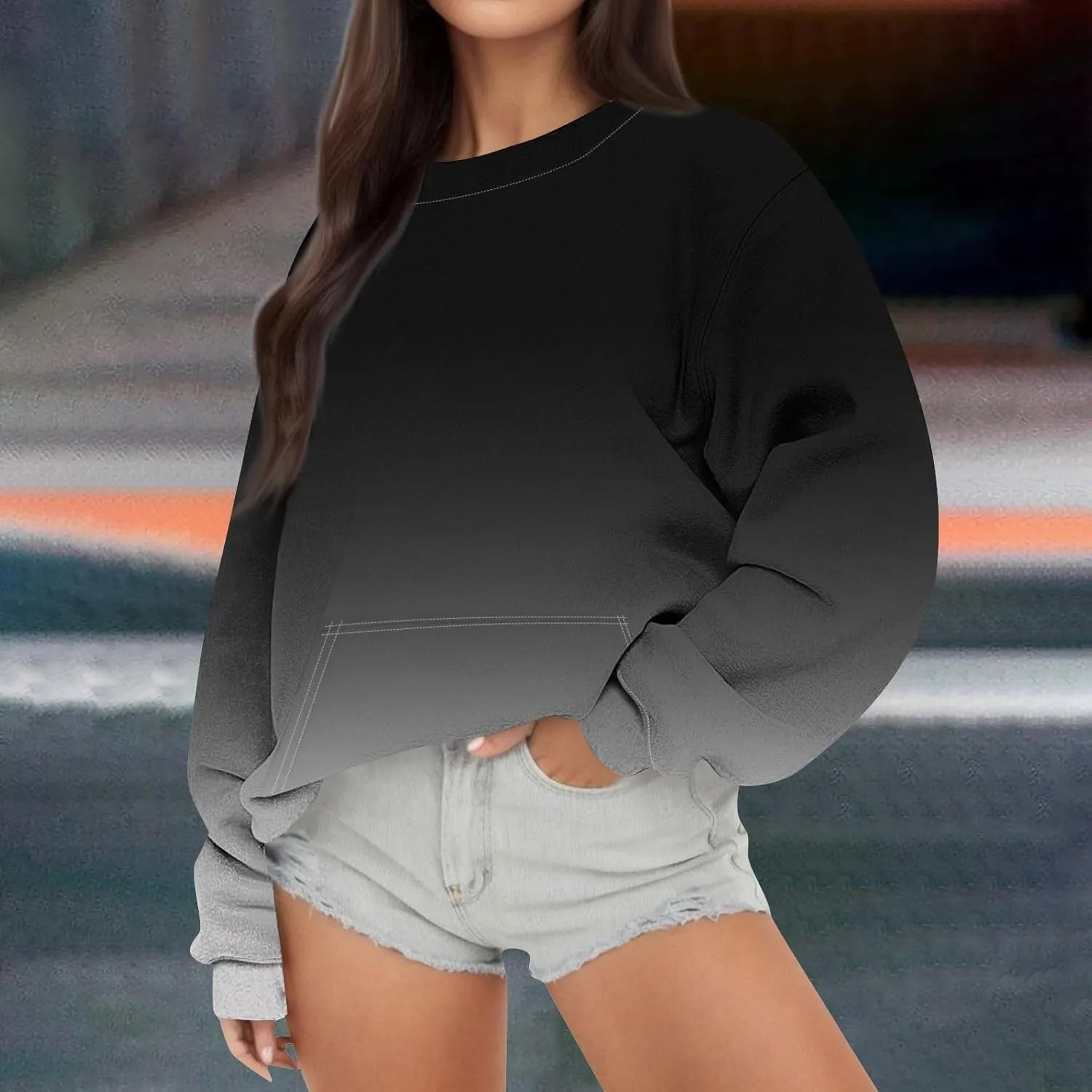 Graphic Sweatshirts for Women Oversized Crewneck Sweatshirt Lightweight Cute Hoodies Fall Sweatshirts for Women