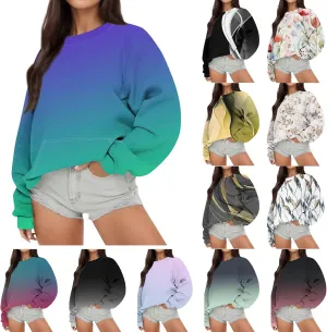 Graphic Sweatshirts for Women Oversized Crewneck Sweatshirt Lightweight Cute Hoodies Fall Sweatshirts for Women