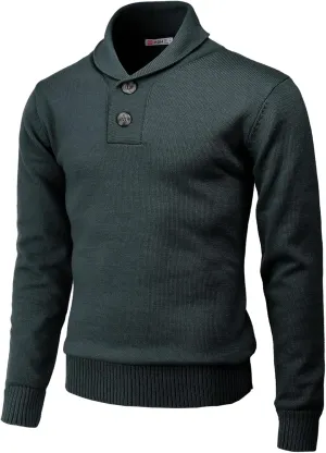 H2H Mens Casual Slim Fit Pullover Sweaters Long Sleeve Cable Knitted Sweater with Button Closure