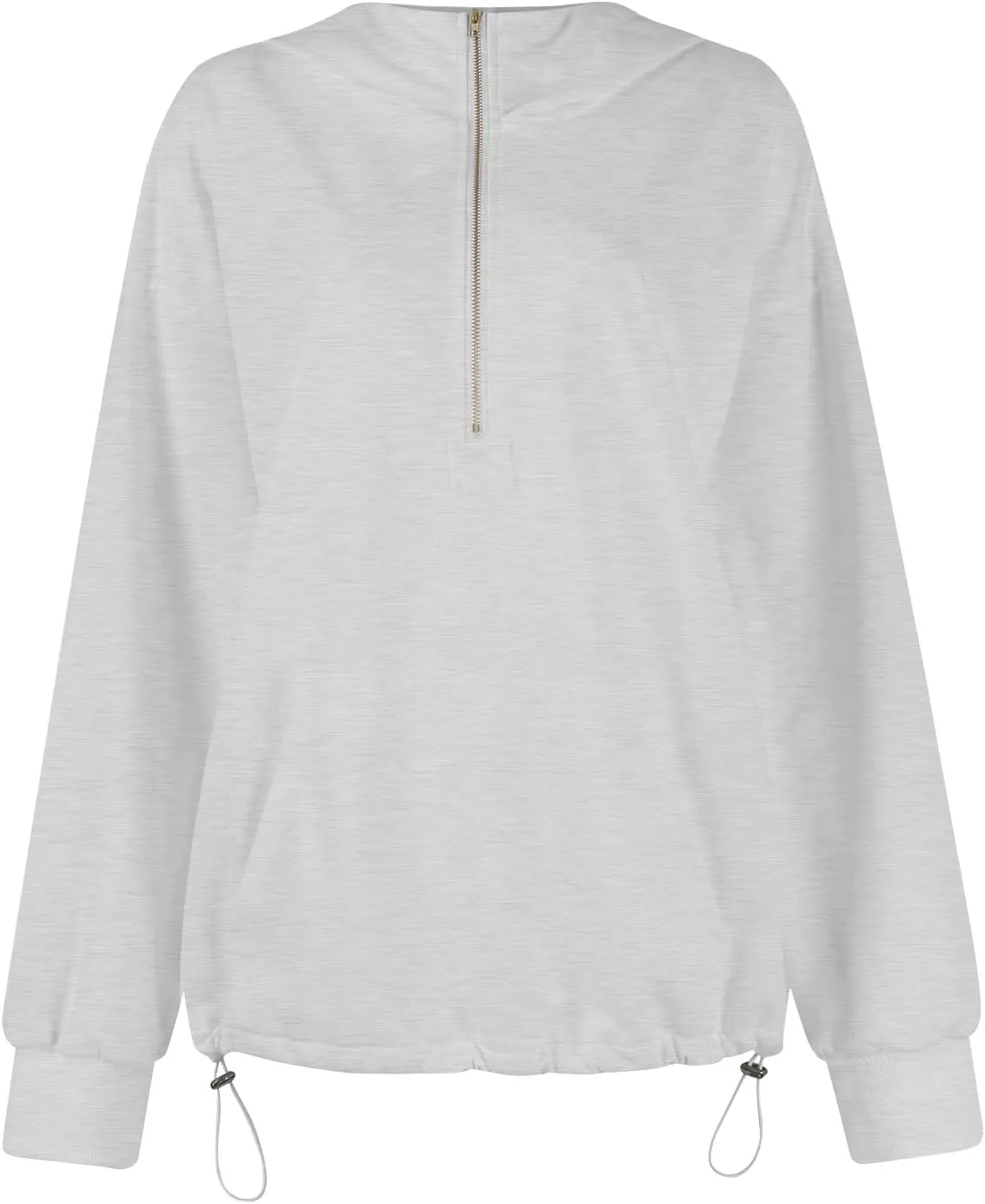 Half Zip Pullover Women Casual Long Sleeve Lapel Hooded Sweatshirt Cute Hoodies with Adjustable Drawstring Bottom