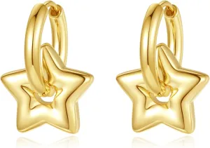 Heart Dangle Earrings for Women, 18K Gold Plated Heart Huggie Hoop Earrings, Love Heart Shaped Dangle Drop Earrings