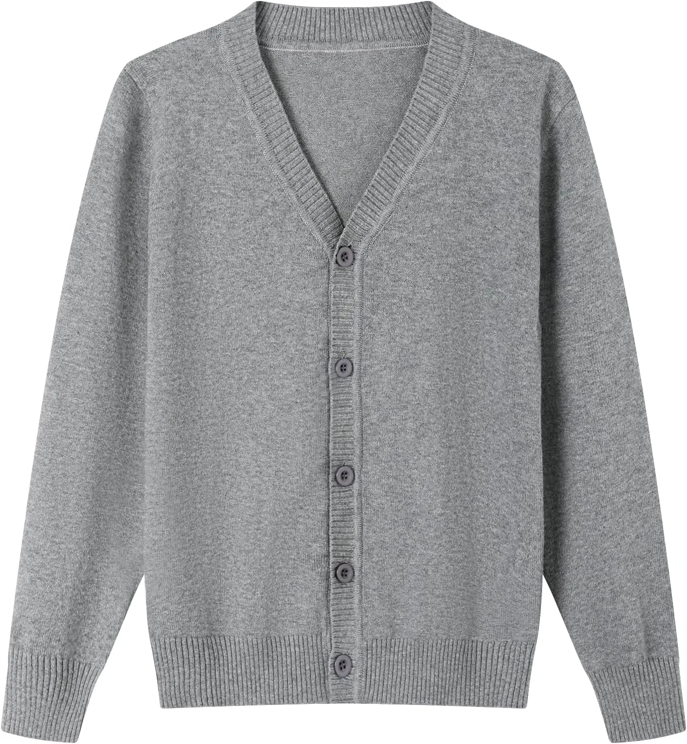HILEELANG Kids Boy Girl School Uniform Cardigan Sweaters V-Neck Basic Solid Button Knitted Cardigan