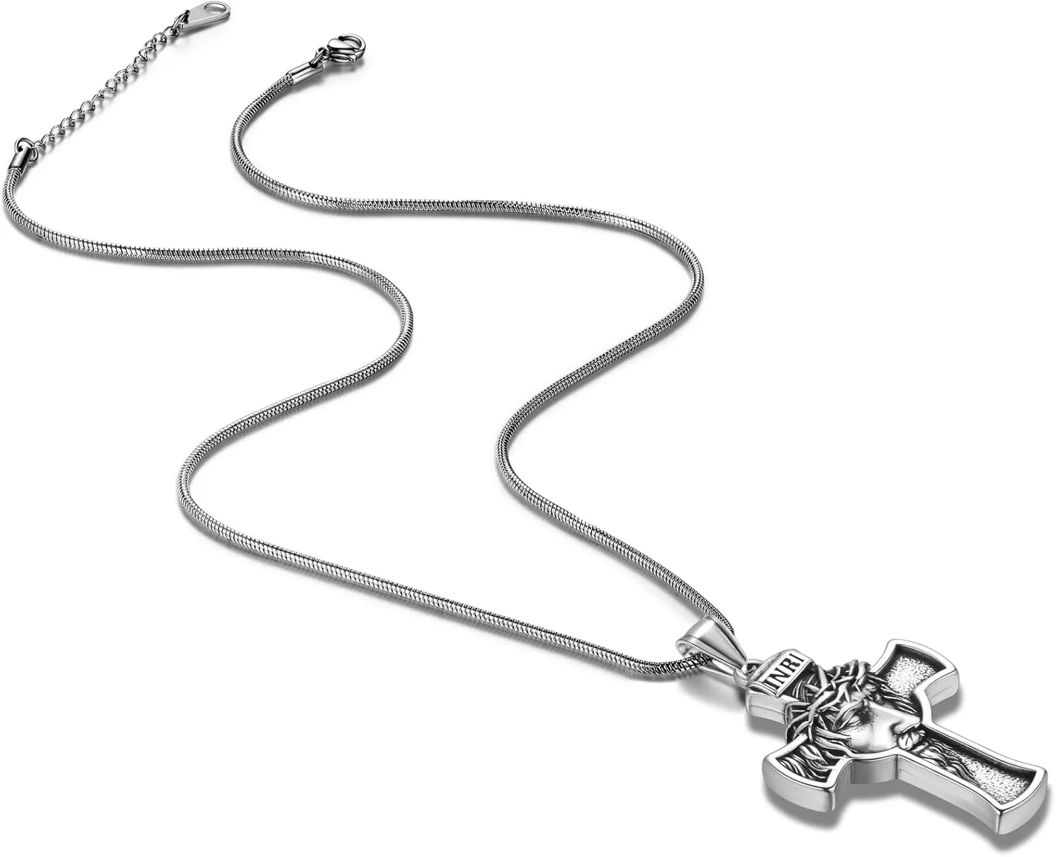 Hipunk Cross Crucifix Pendant Necklace - Stainless Steel Crucifix Jesus Christ Pendant Bible Prayer Religious Unisex Religious Baptism Madonna Eagle Necklace Jewelry