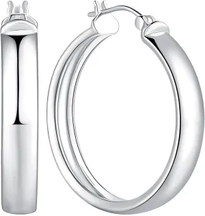 Hoop Earrings Sterling Silver for Women Large Silver Hoops Earrings Minimalist Earring Hoops 30 mm