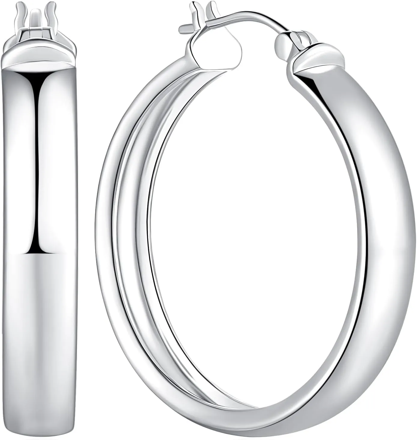 Hoop Earrings Sterling Silver for Women Large Silver Hoops Earrings Minimalist Earring Hoops 30 mm