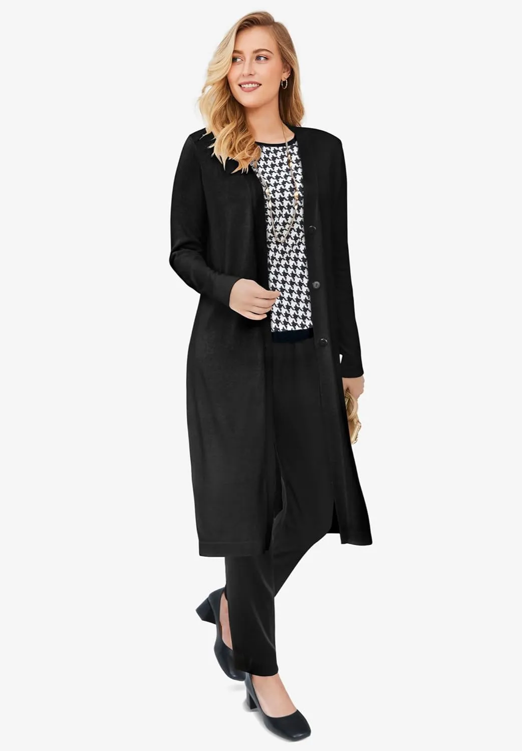 Jessica London Women's Plus Size Fine Gauge Duster Cardigan
