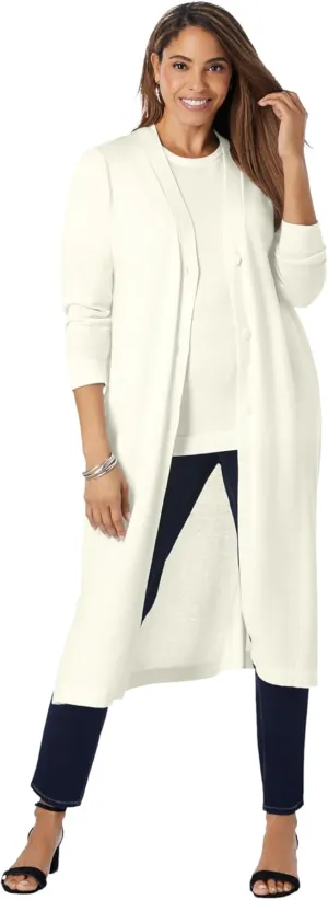 Jessica London Women's Plus Size Fine Gauge Duster Cardigan