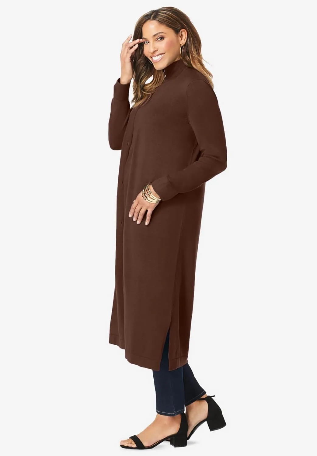 Jessica London Women's Plus Size Fine Gauge Duster Cardigan