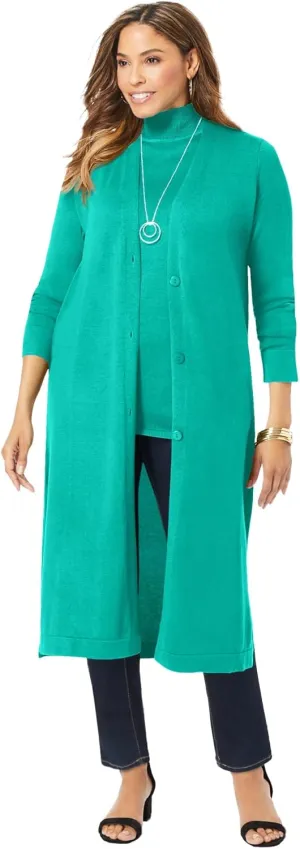 Jessica London Women's Plus Size Fine Gauge Duster Cardigan