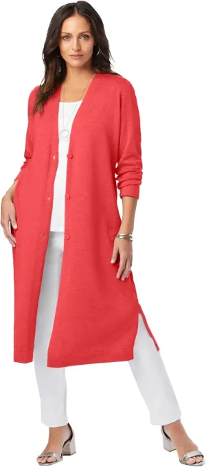 Jessica London Women's Plus Size Fine Gauge Duster Cardigan