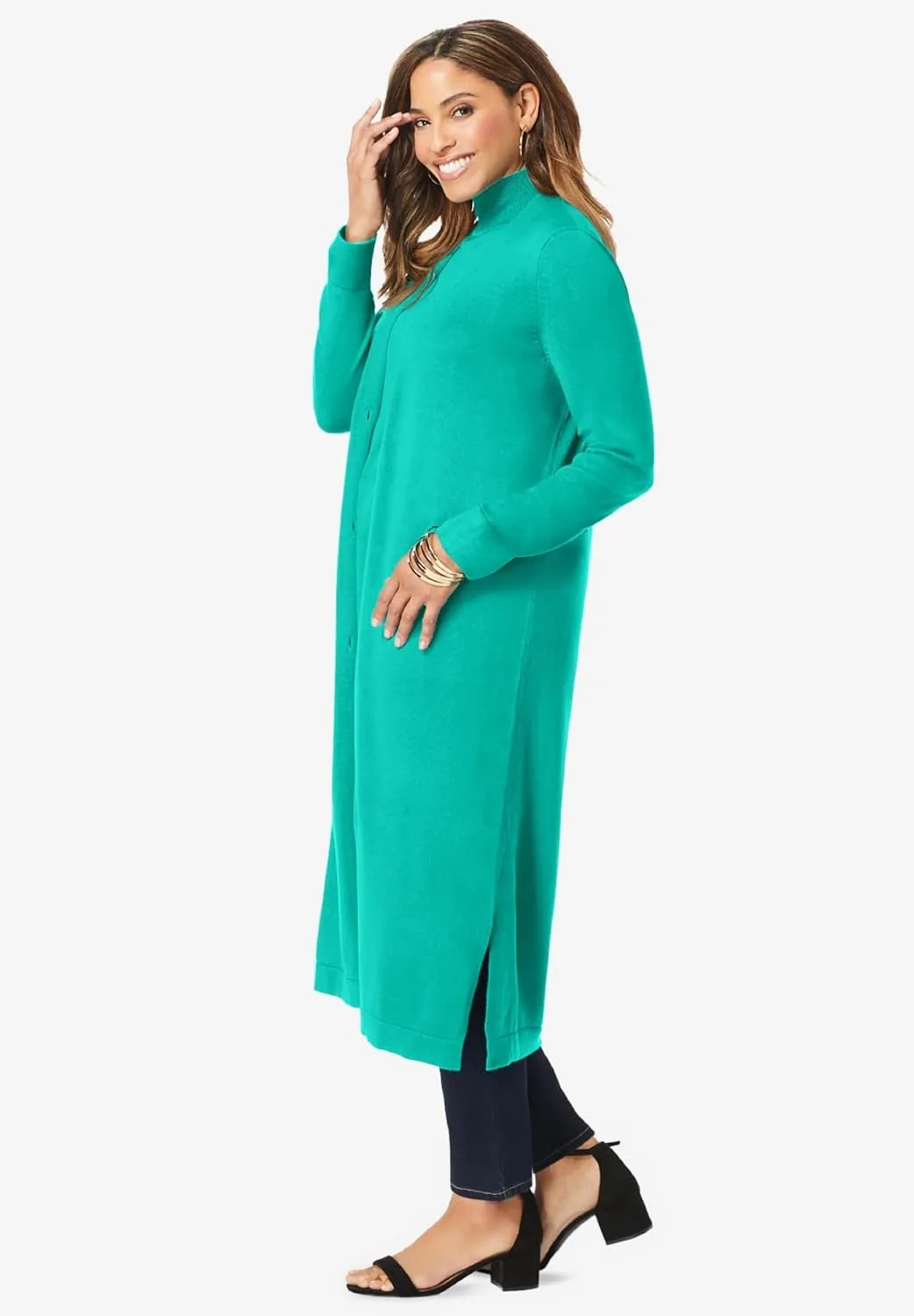 Jessica London Women's Plus Size Fine Gauge Duster Cardigan
