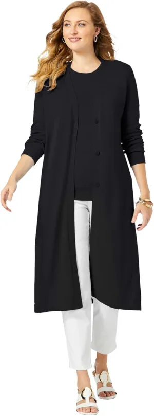 Jessica London Women's Plus Size Fine Gauge Duster Cardigan