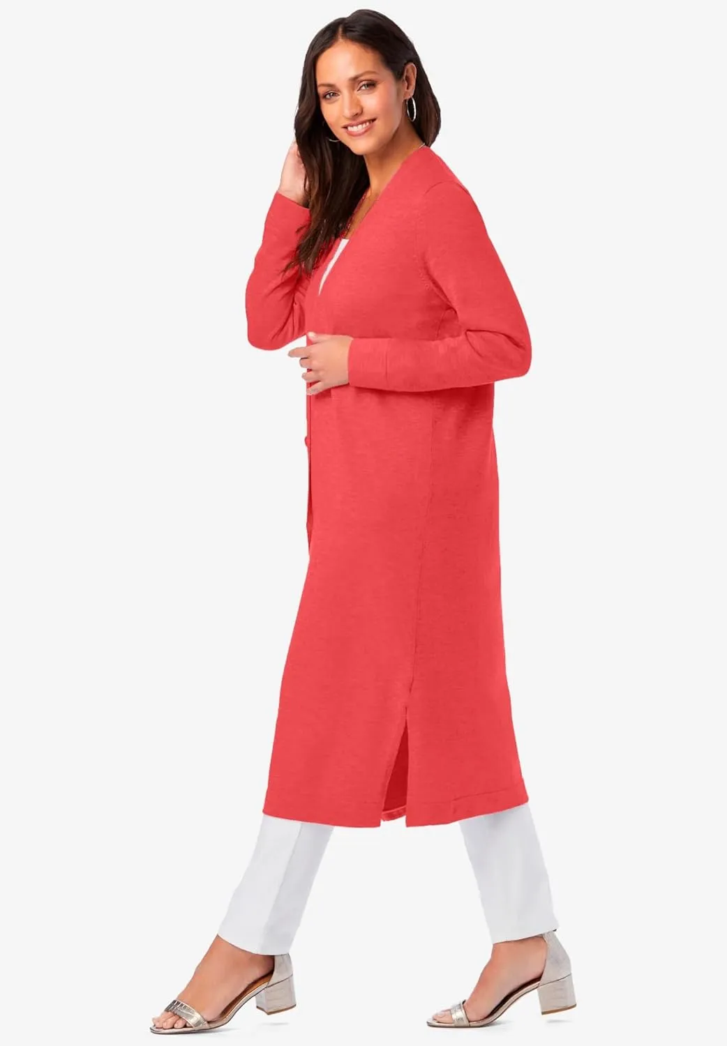Jessica London Women's Plus Size Fine Gauge Duster Cardigan