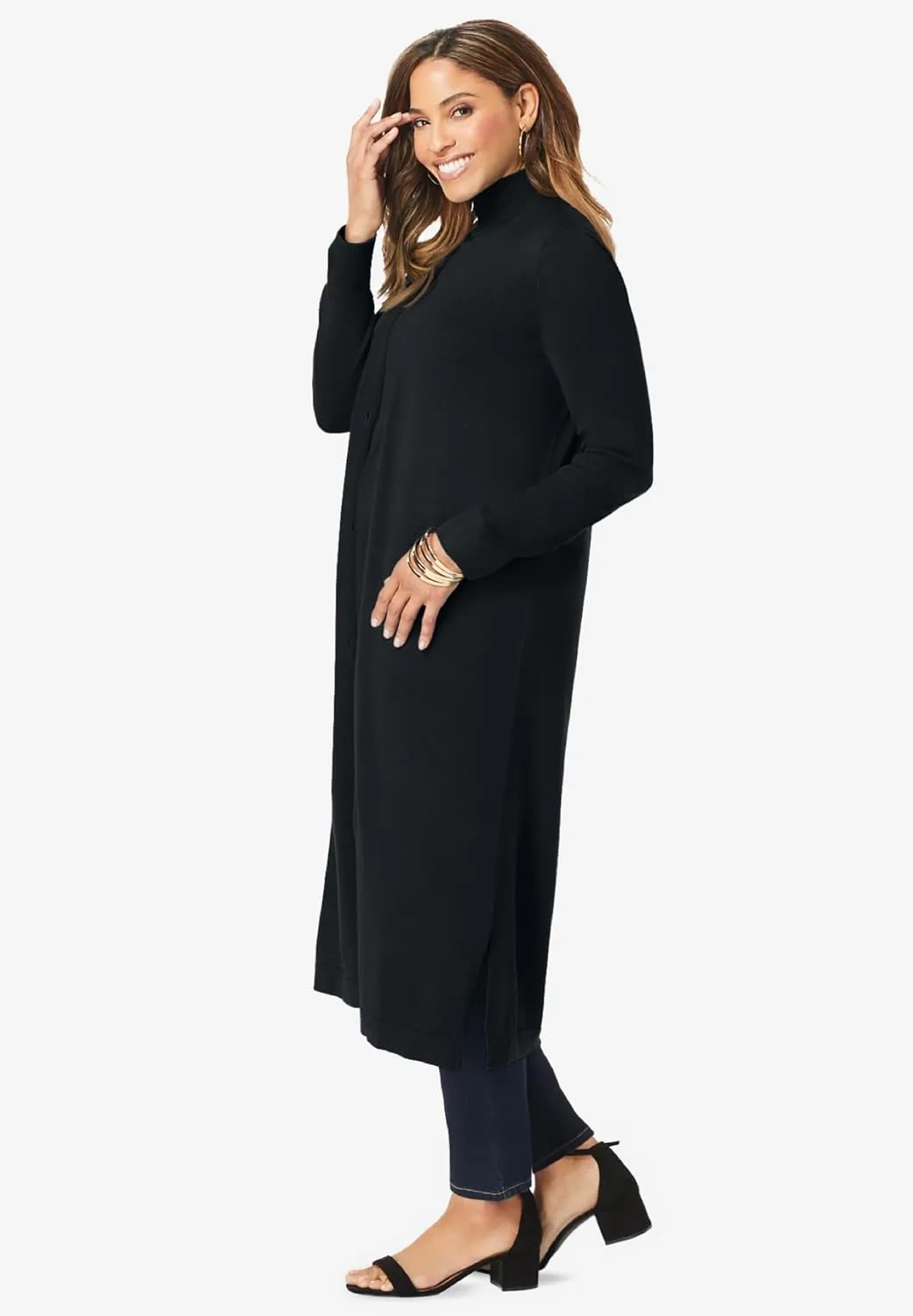 Jessica London Women's Plus Size Fine Gauge Duster Cardigan