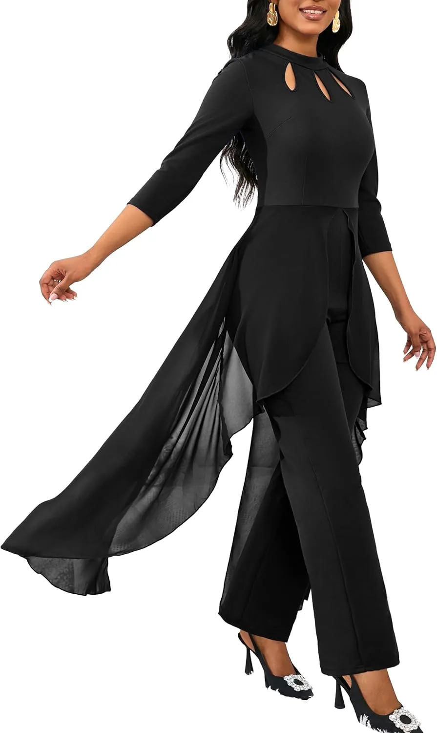 Jumpsuits for Women Dressy Hight Waist One Piece Casual Straight Long Pants Wide Leg Pants Elegant Jumpsuit Romper