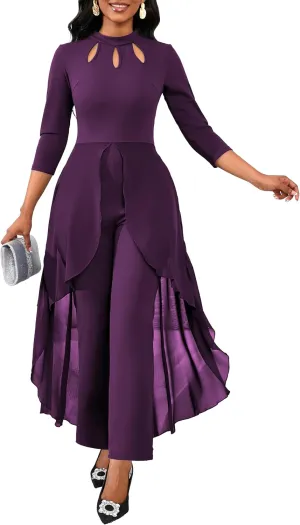 Jumpsuits for Women Dressy Hight Waist One Piece Casual Straight Long Pants Wide Leg Pants Elegant Jumpsuit Romper