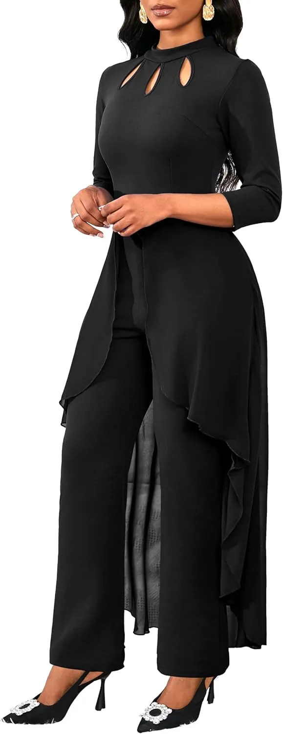 Jumpsuits for Women Dressy Hight Waist One Piece Casual Straight Long Pants Wide Leg Pants Elegant Jumpsuit Romper