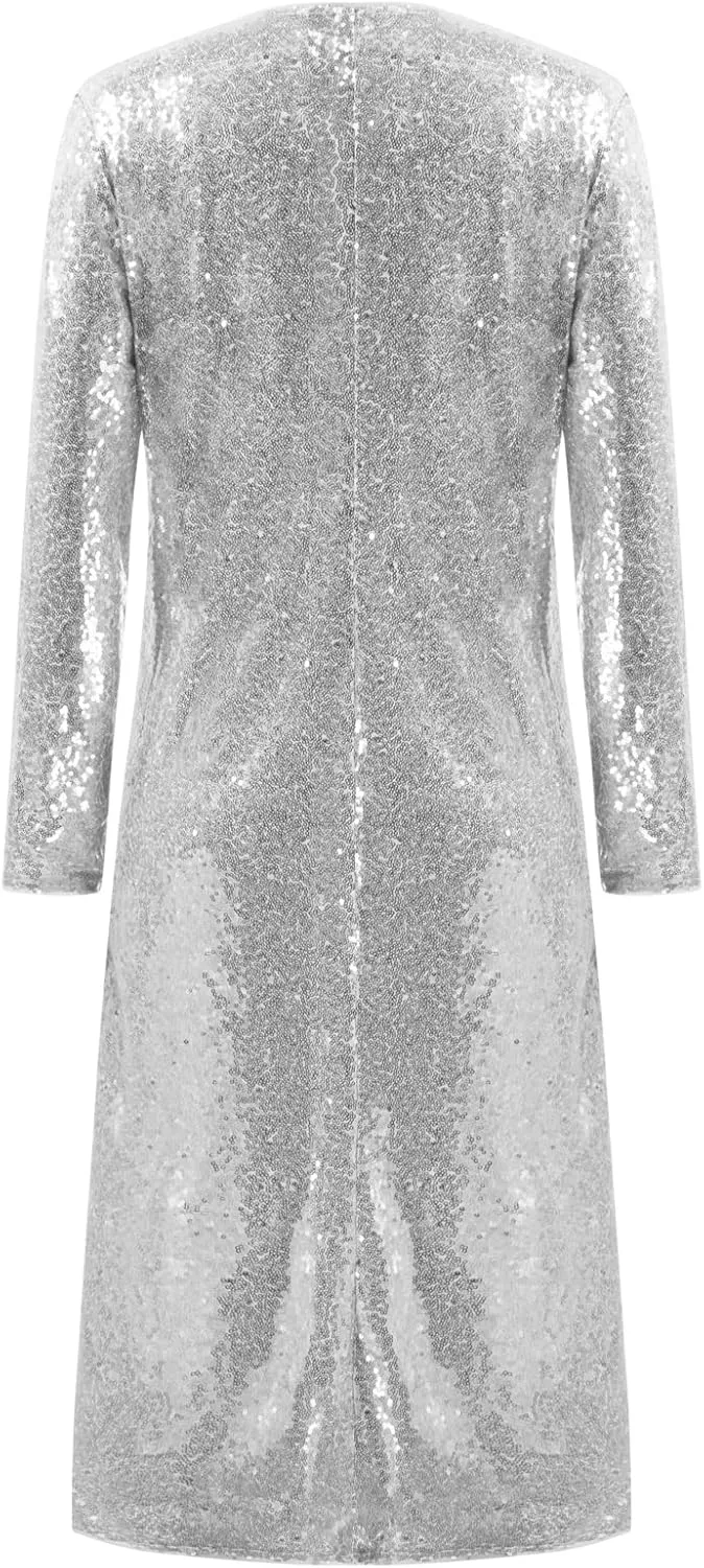 KANCY KOLE Women Sequin Cardigan Long Sleeve Open Front Jacket Blazers for Holiday Christmas
