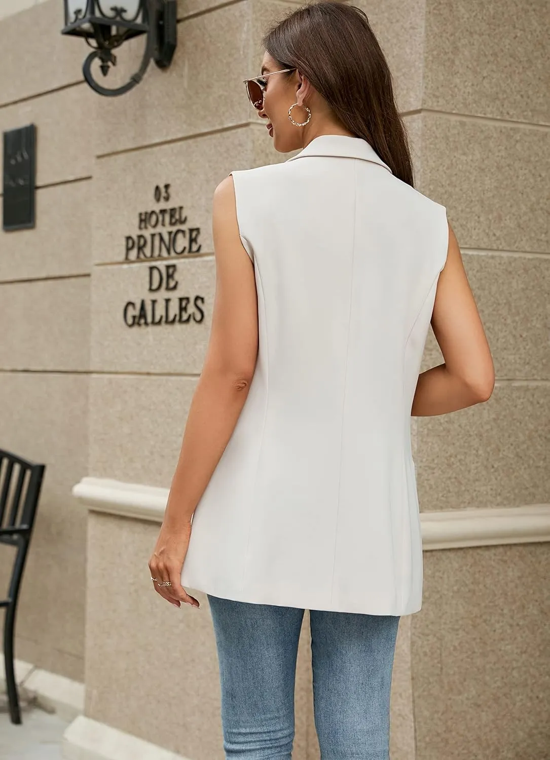 Kedera Women's Sleeveless Vest Blazer Fully Lined Spring Casual Open Front Work Office Tops Jacket Pockets