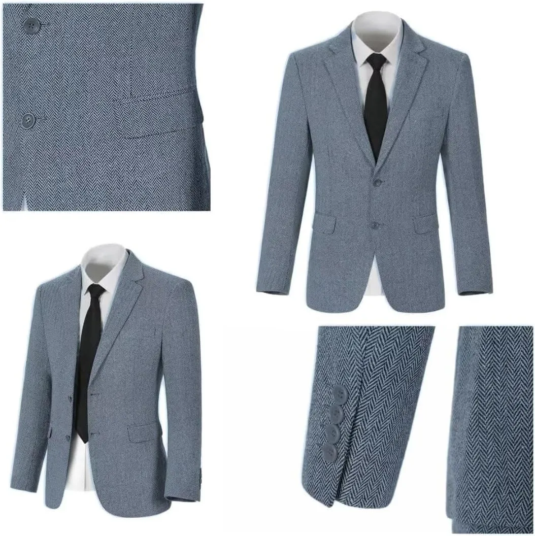 Kids Blazers for Boys Suit Blazer Tweed Herringbone Retro Tuxedo Boys' Fashion Homecoming